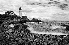 Low Tide by Portland Light on a Stormy Day in Maine